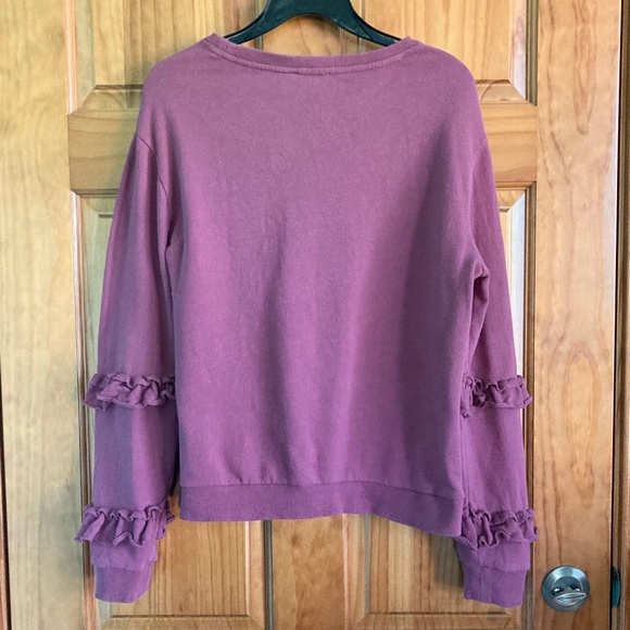 Women’s size small REV Revelation mauve sweatshirt with sleeve ruffle detail - Picture 2 of 6